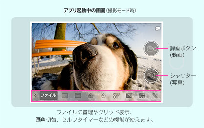 アプリ起動中の画面